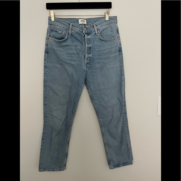 AGOLDE Riley High Rise Straight Crop Ankle Button Fly Size 30 - Picture 9 of 12